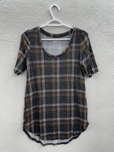 24/7 by Maurices Womens Top Size XS Gray Plaid Short Sleeve Scoop Neck - £7.29 GBP