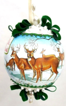 Winter Deer Christmas Ornaments Embellished W/Sequins &amp; Faux Pearls Set of 2 - £12.64 GBP
