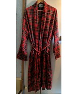 Vintage LL Bean Flannel Robe Made In USA Belted Red Plaid Large Tall - $29.11 CAD