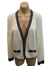 GENERATION LOVE Senna Wool Blend Ivory and Black Cardigan w/ Chain Trim ... - $225.00