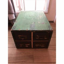 Vintage Wood Green Index File Box Cabinet 4 Drawer Card Catalog - £98.86 GBP