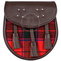 Scottish Real Leather Scottish Rose Semi Dress Sporran and Chain Belt - £27.98 GBP