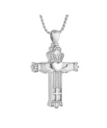 Claddagh Cross 14KT White Gold Cremation Jewelry Urn - $779.95