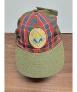 Cub Scout Boy Scout Webelos Green Plaid BSA Snap Back Cap Hat  S/M - £13.36 GBP