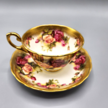 Royal Chelsea Golden Rose Teacup &amp; Saucer Bone China England 3983A - $33.85