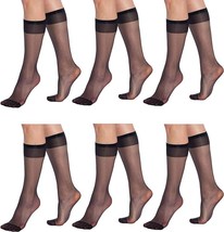 6 Pairs Sheer Knee Socks for Women 15 Denier Stretchy Silk Socks - £9.58 GBP