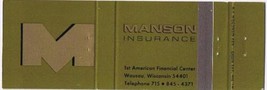 Matchbook Cover Mansion Insurance Wausau Wisconsin - $1.97