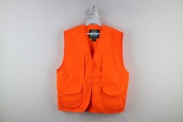 Vintage 90s Streetwear Mens Medium Distressed Hunting Vest Jacket Blaze Orange - £39.01 GBP
