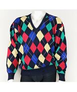 Pringle Argyle Sweater Mens L Cotton V Neck Pullover Preppy Scotland Hea... - $34.54