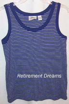 SPA by CHICO&#39;S 1 M 8 Tank Top Shirt Blue White Stripes Stretchy small - £14.88 GBP