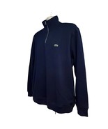 Mens Lacoste Navy Blue 1/4 Zip Pullover Sweater 2XL Pockets Stretch Logo... - £85.13 GBP