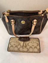 Coach Tan and Brown Sm Leather Top Handle Satchel w/ wallet   - $116.88