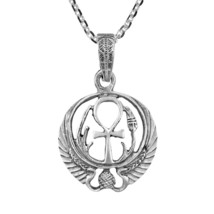 Perpetual Key Egyptian Ankh Sterling Silver Pendant Necklace - £16.09 GBP