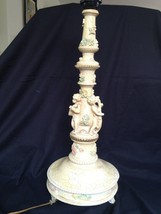 Very old antique figurine ; Lamp Foot with angels .Crackle - £101.47 GBP
