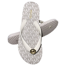 NWT MICHAEL KORS MSRP $69.99 WOMEN&#39;S CREAM FLIP FLOPS SANDALS SIZE 10 - $34.96