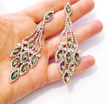 Vitrail Chandelier Earrings, Rhinestone Drop Earrings, Dangle Austrian Crystal J - £26.19 GBP