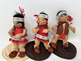 Annalee Native American Doll Lot of 3 - Thanksgiving 7.5&quot; Arrows - £31.25 GBP