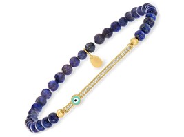 Lapis and .10 ct. t.w. CZ Evil Eye Stretch in - $202.44