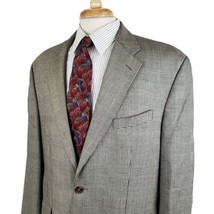 Chaps Ralph Lauren Suit Jacket Sport Coat 44T Gray Windowpane Plaid Two Button - £25.15 GBP
