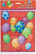 Birthday Balloons Plastic Favor Goodie Treat Bags Party Supply  8 Per Pa... - $54.95 MXN