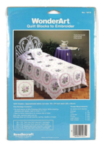 WonderArt Quilt Blocks to Embroider 1975 Floral Flowers Violets 6 Stamped 18x18 - £13.28 GBP