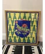 Hand Painted Framed Silk Scarf - Le Contrade Di Siena Italy Bruco Caterp... - $99.00