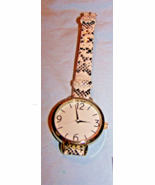 Working FMDAL749 Quartz White Face w/Imitation Animal Print Leather Band... - $15.00