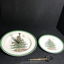 Spode christmas tree 2 tier dessert stand, dessert tray 2 tier cake plate - $71.36