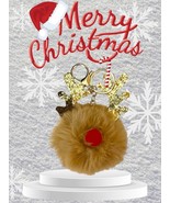Sequined Reindeer Keychain Purse Charm - Plush Antlers Key Rings w/Lobst... - $8.91
