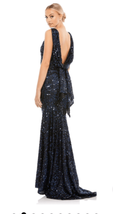 Ieena for Mac Duggal Womens 6 Sequined Evening Formal Gown Blue Cowl Back 26331 - £52.29 GBP