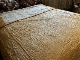 Vintage 1950s/60s satin bedspread Hollywood Regency quilted gold full MC... - £37.29 GBP