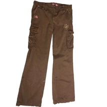 Gap Kids Girls Size 12 R Brown Pants Cargo Roll tab Cuff y2k cargo Vintage Embro - $28.70