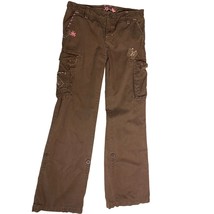 Gap Kids Girls Size 12 R Brown Pants Cargo Roll tab Cuff y2k cargo Vintage Embro - £21.46 GBP