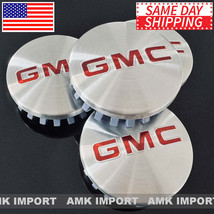 4x Machined Aluminum Red GMC Center Caps 2014-23 Yukon Sierra 3.25&quot; 20 2... - $23.71