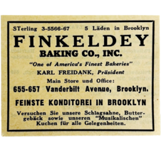 1945 WW2 German-USA Advertisement Finkeldey Baking Co Brooklyn NYC C94A - $374.75 MXN