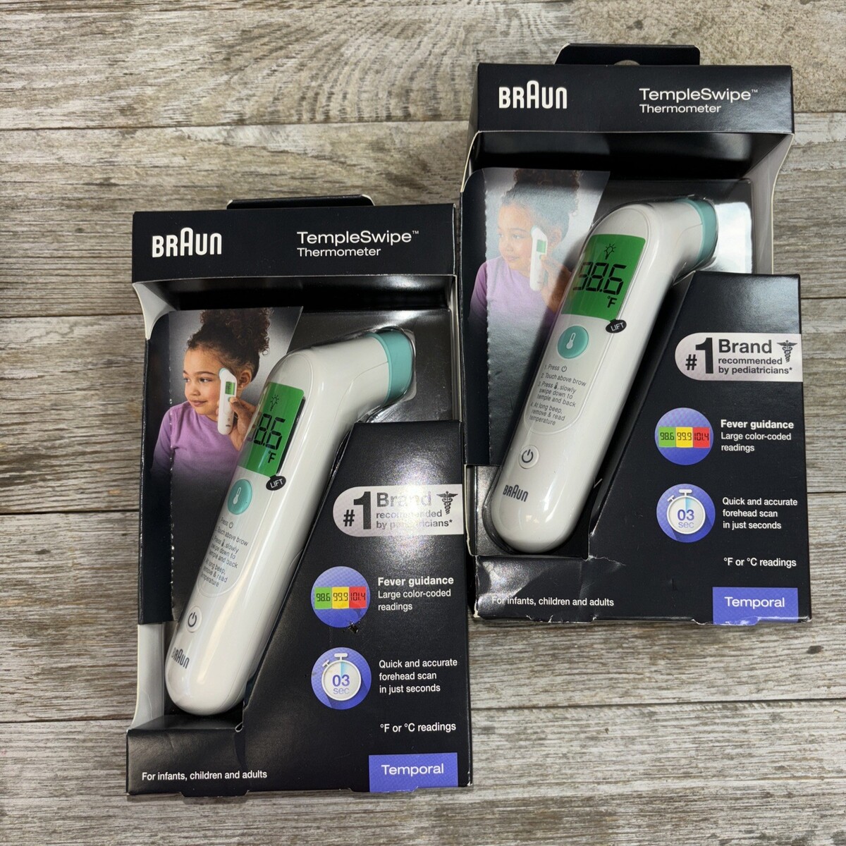 2x Braun TempleSwipe Forehead Thermometer Temporal - $24.74