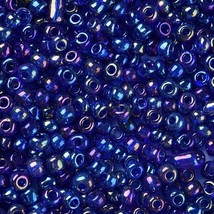 1 pound Glass Seed Beads Transparent Round Rainbow Blue 4mm  QQ77 - £6.45 GBP