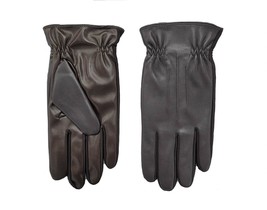 Isotoner men&#39;s sleekheat faux nappa with gathered wrist glove Brown - $41.00