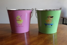 Hallmark Metal EASTER BASKET Pail Bucket One Hip Chick Magnet Tin Boy Girl - $300.97 MXN