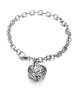 Swarovski Crystal Heart Charm Bracelet Rhodium Overlay 8 Inch New - £27.87 GBP