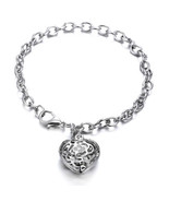 Swarovski Crystal Heart Charm Bracelet Rhodium Overlay 8 Inch New - $52.91 CAD