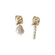 Baroque Shaped Freshwater Pearl~Handmade Asymmetrical French High-end Earrings - £0.00 GBP