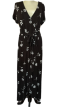 Juniors&#39; SO Faux Wrap Maxi Dress Black floral jersey knit size L - £11.81 GBP