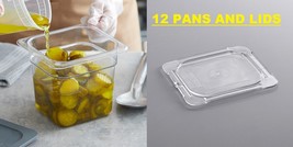 12 PACK 1/6 Size Clear Plastic Steam Prep Table W/ Pan Lid 6&quot; Deep Polyc... - $142.99