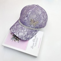 Lace Women&#39;s Hat Summer Breathable Sunscreen Rhinestone Butterfly Baseball Cap T - £14.61 GBP