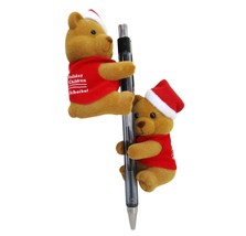 VTG Flocked Santa Bear PencilHugger Clip on Ornament Set Pincher Hands Clipper - $14.11