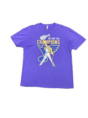 We Are The Champions Queen Cup St Louis Blues Hockey Mens T-Shirt Size XL NHL - £13.23 GBP