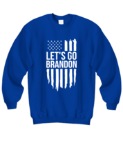 Joe Biden Sweatshirt Let&#39;s Go Brandon Vertical Flag Royal-SS  - £21.08 GBP