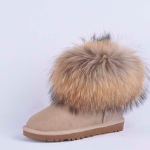 Igh quality 100 natural wool snow boots genuine leather women boots real fox fur winter thumb200