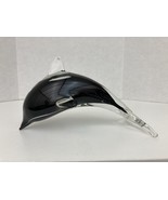 Orca Killer Whale Art Glass Black White Murano Style Sculpture Paperweight - $15.83